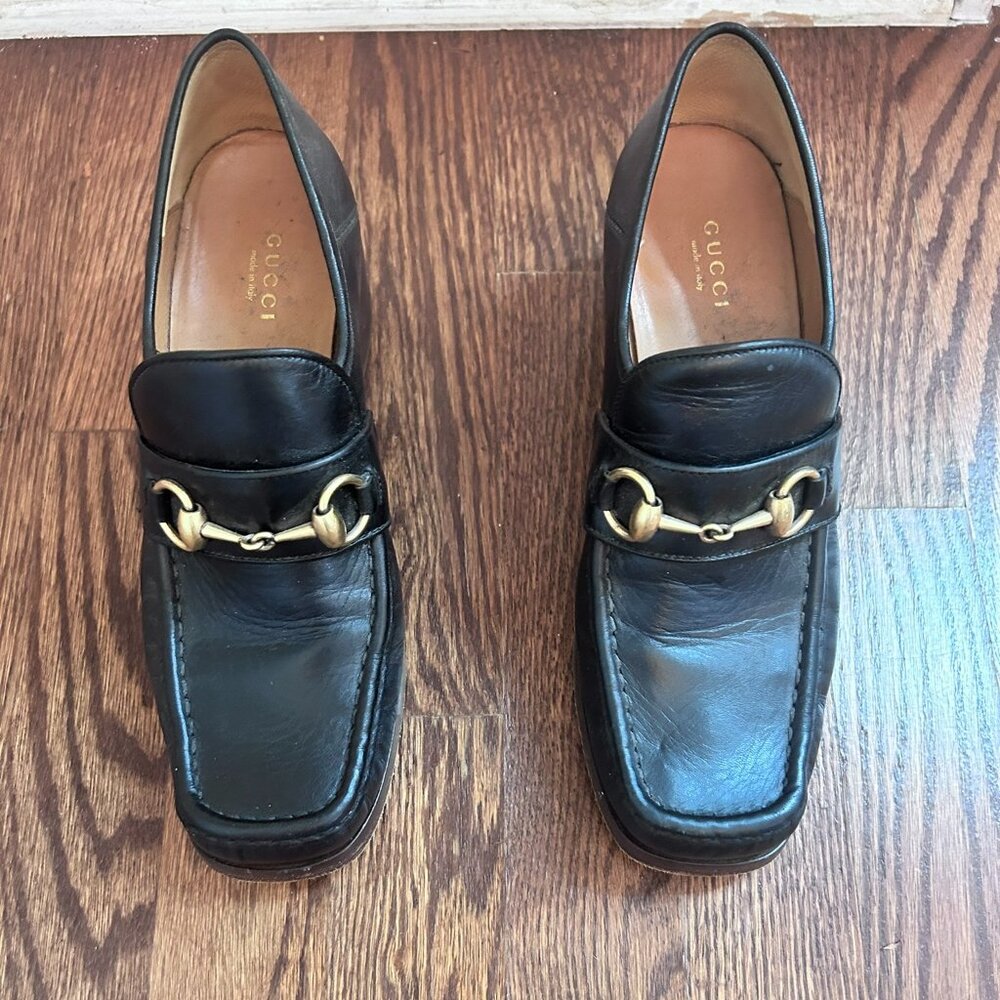 Gucci block heel loafer